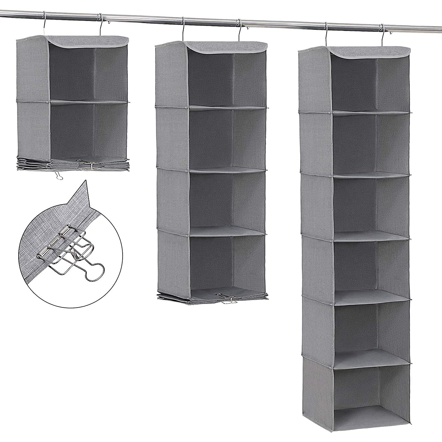 Viseće spremište sa 6 polica, organizator za ormar, 30 x 130 x 30 cm, sivo | SONGMICS-vitahome.hr