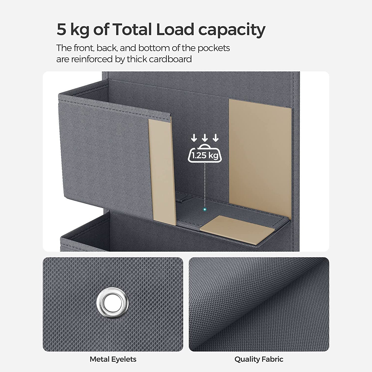 Viseći organizator za odlaganje s 4 džepa 33,5 x 100 x 12 cm, sivi | SONGMICS-vitahome.hr