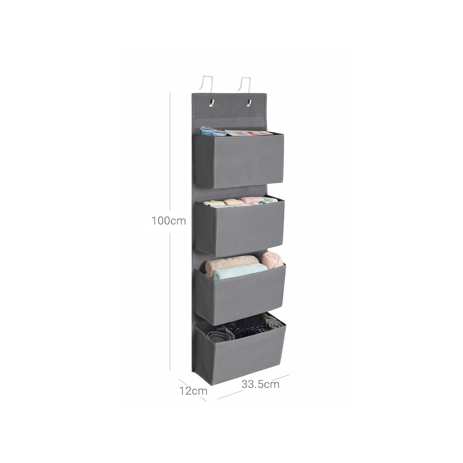 Viseći organizator za odlaganje s 4 džepa 33,5 x 100 x 12 cm, sivi | SONGMICS-vitahome.hr