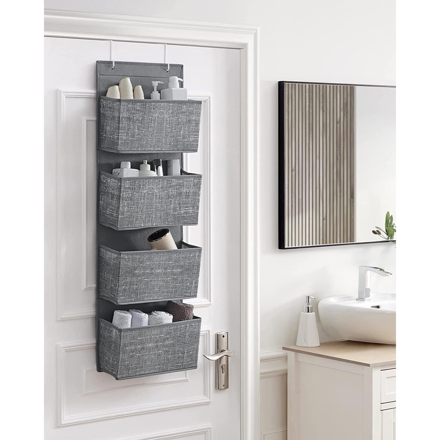 Viseći organizator za odlaganje s 4 džepa 33,5 x 100 x 12 cm, sivo prošarani | SONGMICS-vitahome.hr