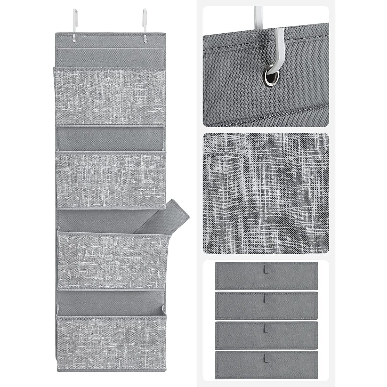 Viseći organizator za odlaganje s 4 džepa 33,5 x 100 x 12 cm, sivo prošarani | SONGMICS-vitahome.hr