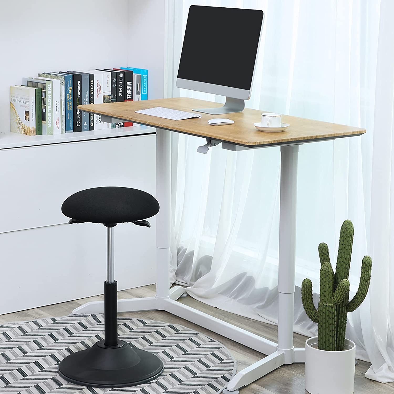 Visoka radna stolica, barska/uredska stolica rotirajuća za 360°, crna | SONGMICS-vitahome.hr