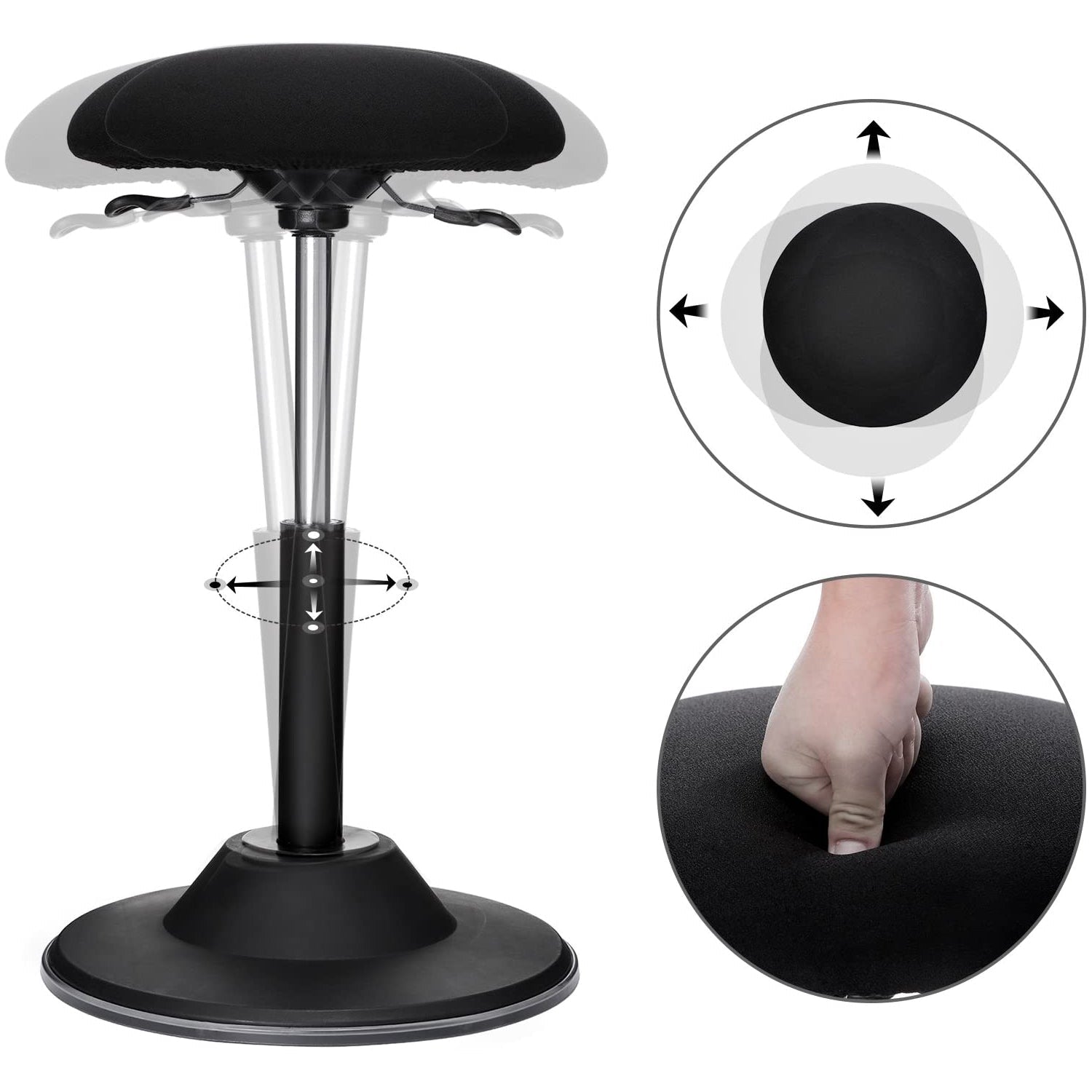 Visoka radna stolica, barska/uredska stolica rotirajuća za 360°, crna | SONGMICS-vitahome.hr