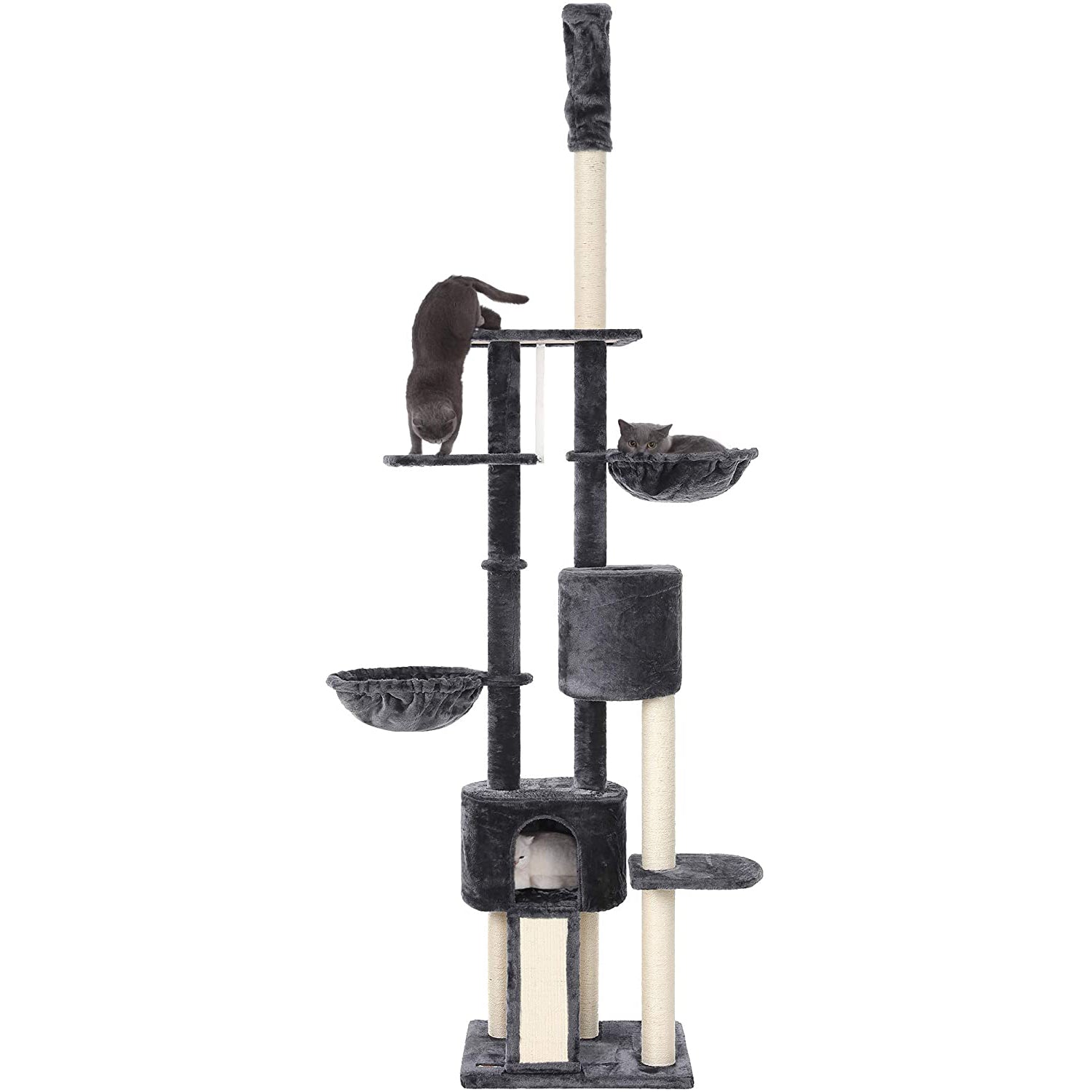 Visoki mačji toranj s grebalicama do stropa 240-260 cm, tamno sivi | FEANDREA | FEANDREA-vitahome.hr