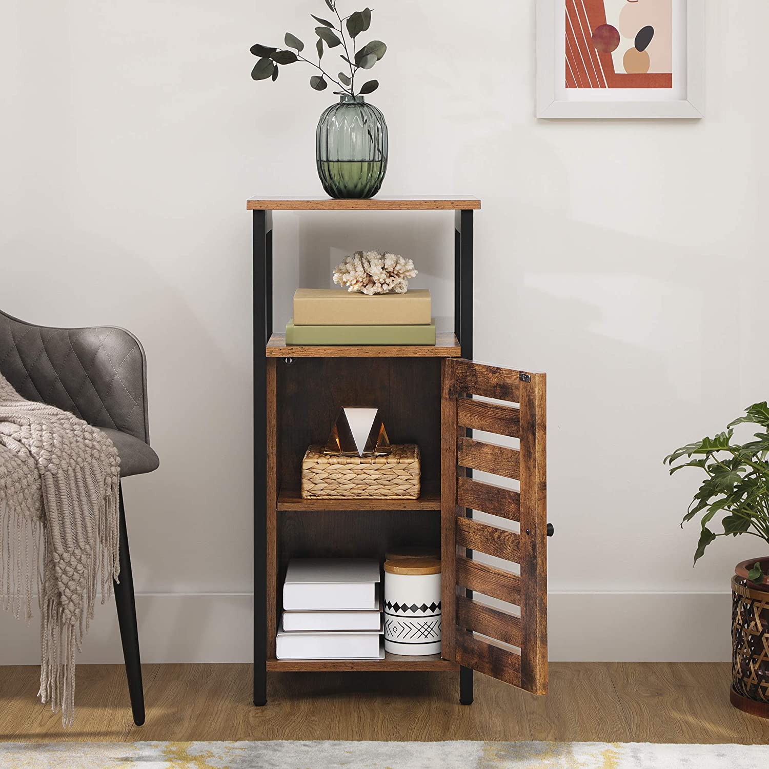 Visoki mali ormar s vratima od letvica 37 x 30 x 81 cm | Vasagle-vitahome.hr
