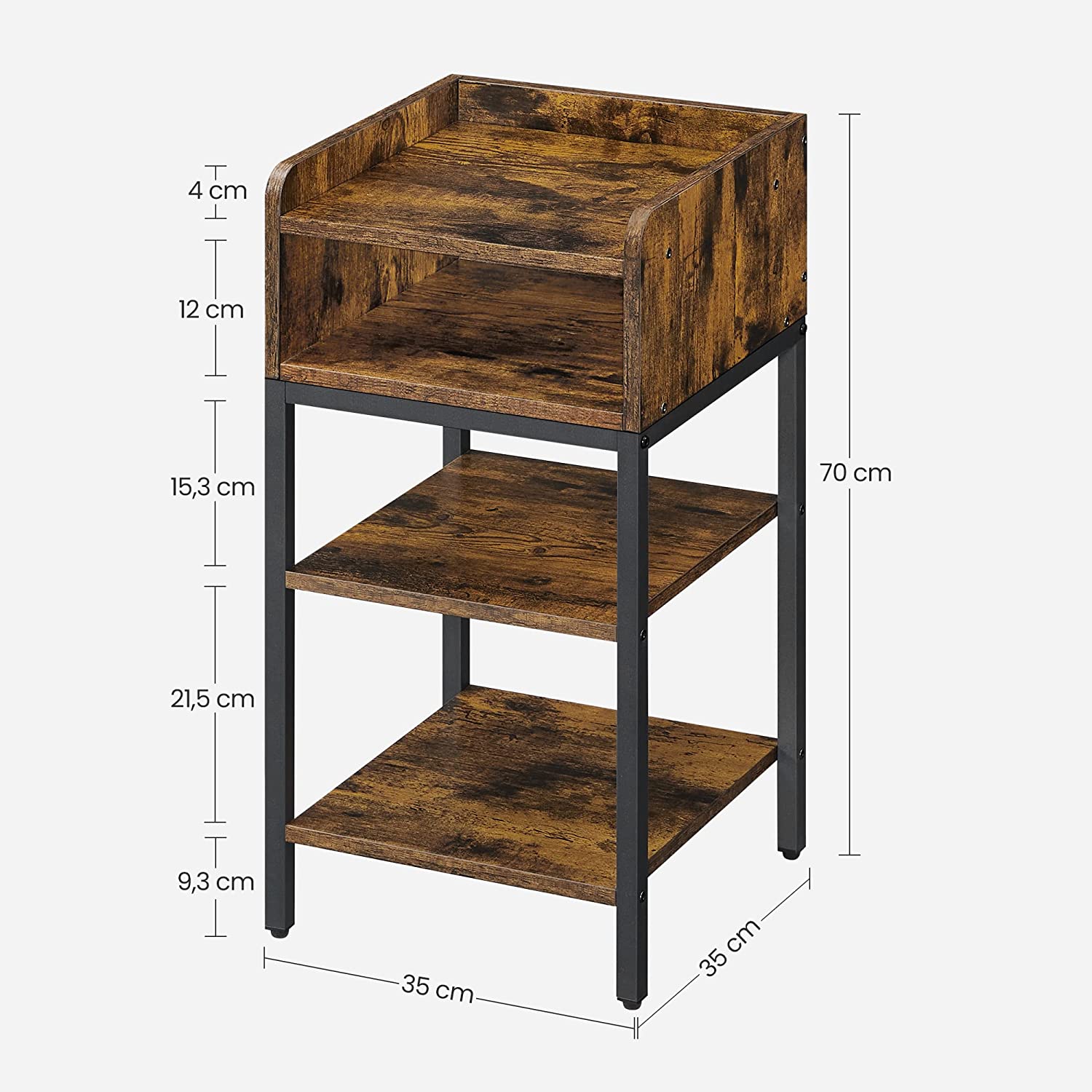 visoki noćni ormarić 35 x 70 x 35 cm rustikalno smeđa | Vasagle-vitahome.hr