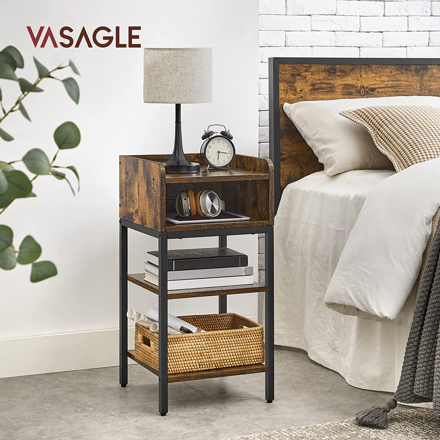 visoki noćni ormarić 35 x 70 x 35 cm rustikalno smeđa | Vasagle-vitahome.hr