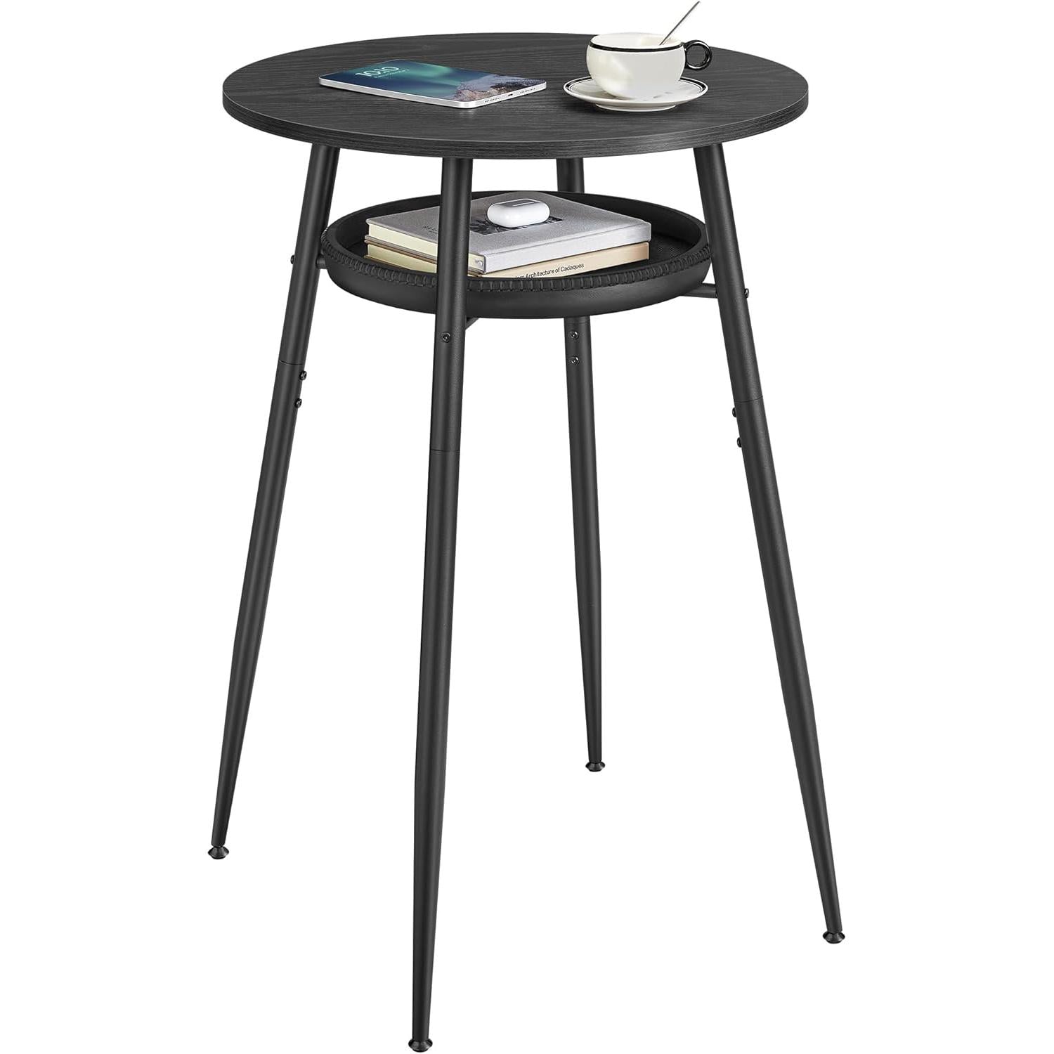 Visoki, okrugli barski stol s prostorom za pohranu, 70 x 70 x 91 cm, crni | VASAGLE-vitahome.hr