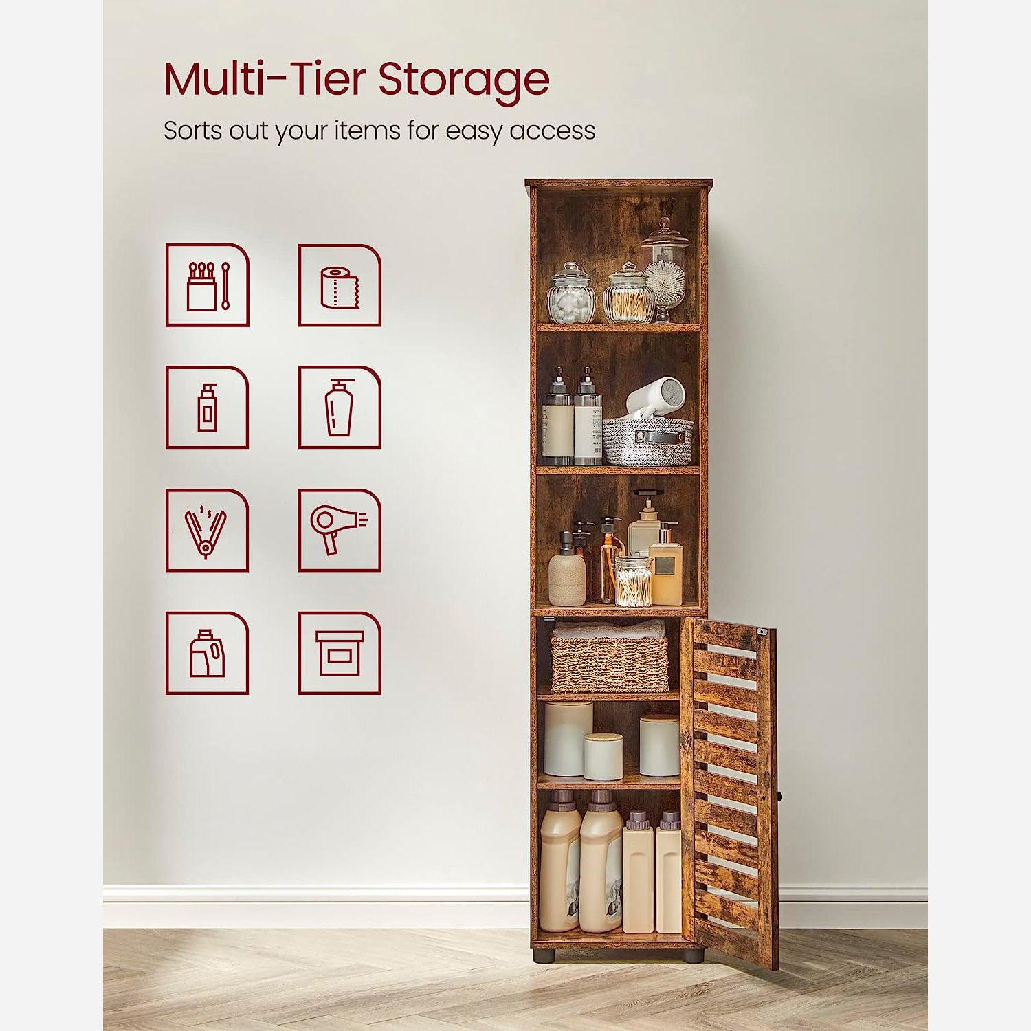 Visoki ormar s podesivom policom, ormar za odlaganje, rustikalno smeđa | VASAGLE-Vasagle-Vita Home