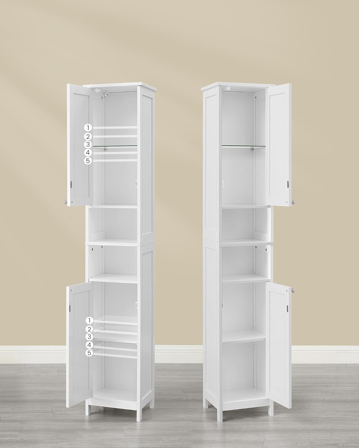 Visoki, uski kupaonski ormarić, 30×30×170 cm, bijeli | VASAGLE-VASAGLE-Vita Home