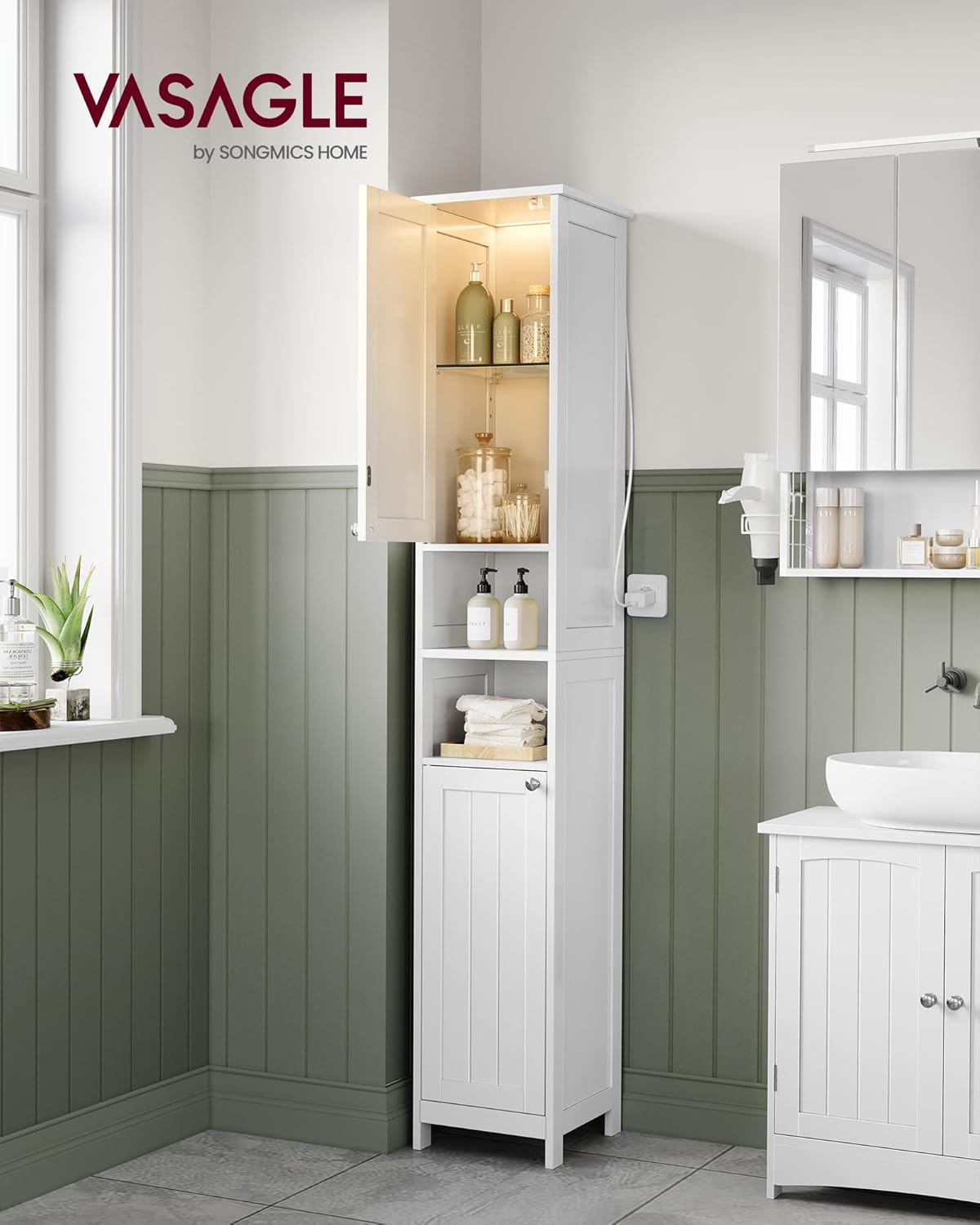 Visoki, uski kupaonski ormarić, 30×30×170 cm, bijeli | VASAGLE-VASAGLE-Vita Home