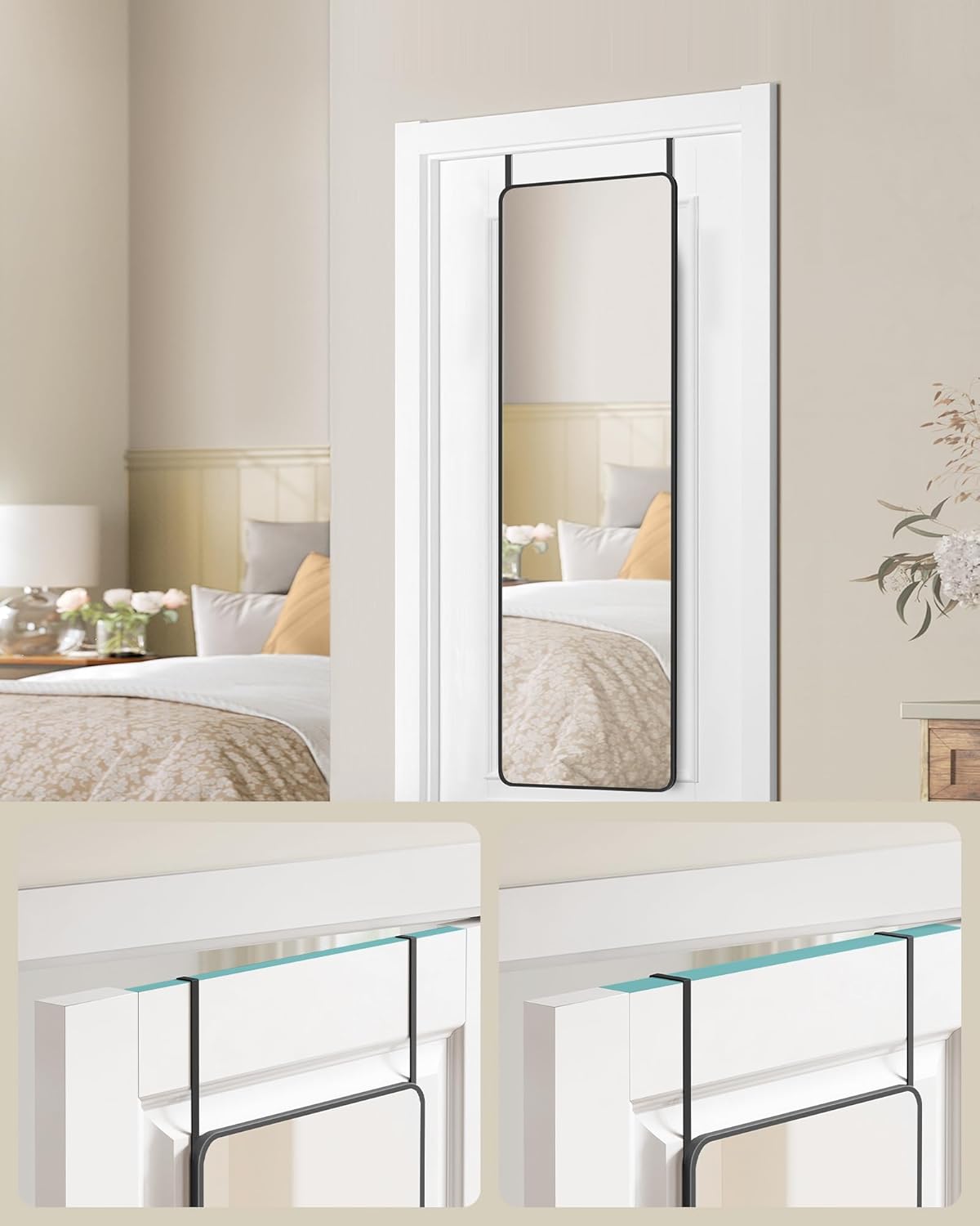 Visoko ogledalo za zid ili vrata, 120 x 40 cm, mat crni okvir | SONGMICS-SONGMICS-Vita Home