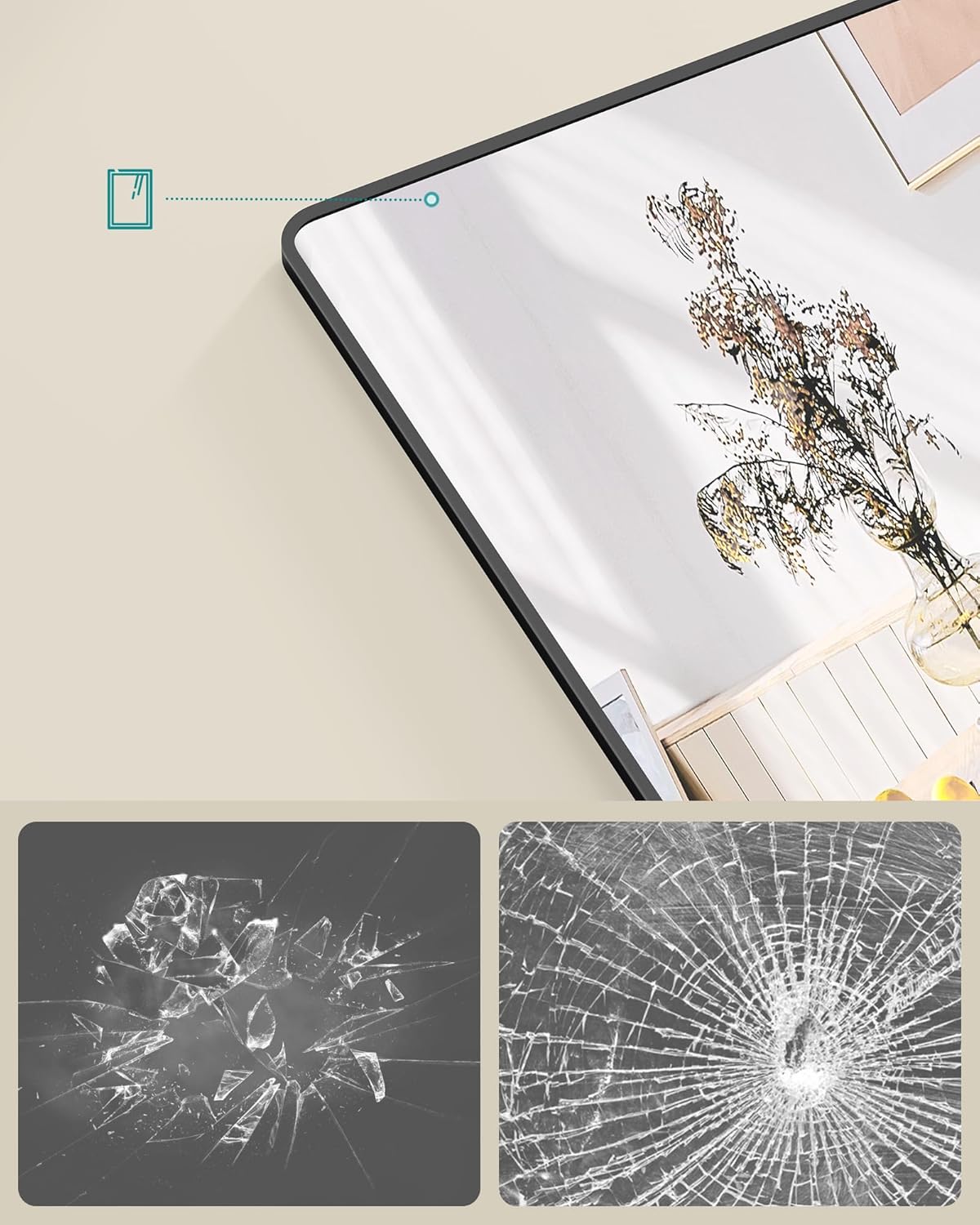 Visoko ogledalo za zid ili vrata, 120 x 40 cm, mat crni okvir | SONGMICS-SONGMICS-Vita Home