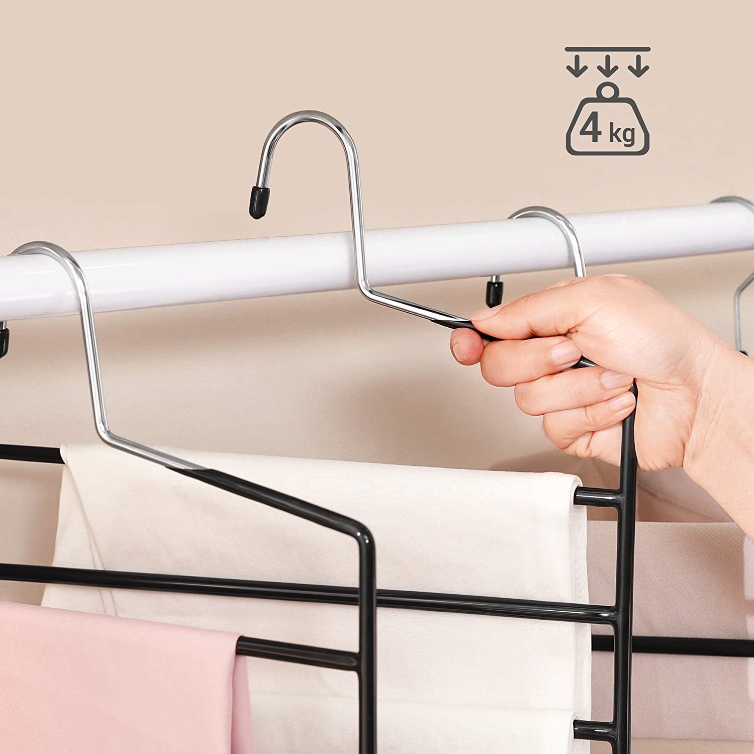 Vješalice za hlače, vješalica za kapute s 5 šipki set od 4 crne | SONGMICS-vitahome.hr