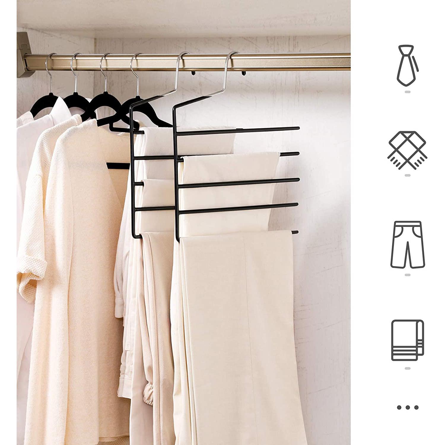 Vješalice za hlače, vješalica za kapute s 5 šipki set od 4 crne | SONGMICS-vitahome.hr