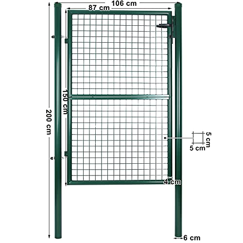 Vrtna vrata od galvaniziranog čelika s bravom i 3 ključa, 106 x 200cm, zelena | SONGMICS-vitahome.hr