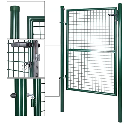 Vrtna vrata od galvaniziranog čelika s bravom i 3 ključa, 106 x 200cm, zelena | SONGMICS-vitahome.hr