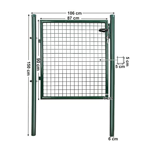 Vrtna vrata od galvaniziranog čelika s bravom i 3 ključa, 150 x 106 cm, zelena | SONGMICS-vitahome.hr