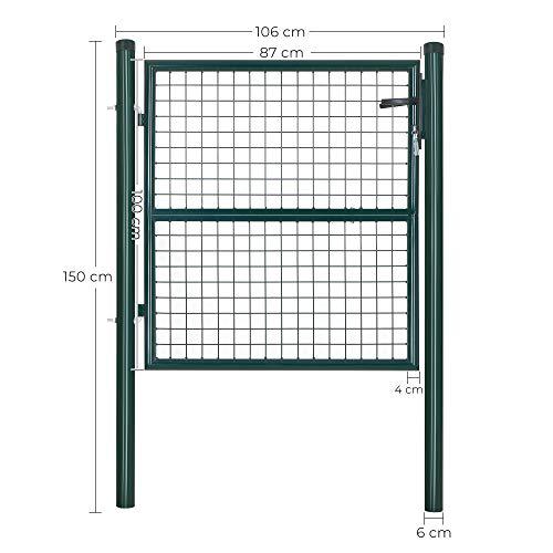 Vrtna vrata od galvaniziranog čelika s bravom i 3 ključa, 150 x 106, zelene boje | SONGMICS-vitahome.hr