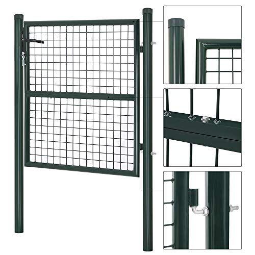Vrtna vrata od galvaniziranog čelika s bravom i 3 ključa, 150 x 106, zelene boje | SONGMICS-vitahome.hr