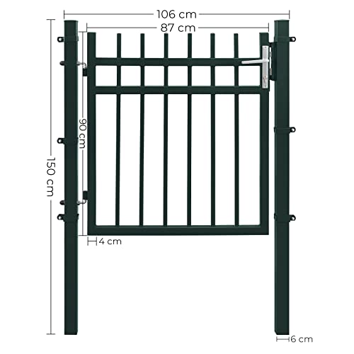 Vrtna vrata od galvaniziranog čelika, s bravom i ključem, 106 x 100 cm, siva | SONGMICS-vitahome.hr