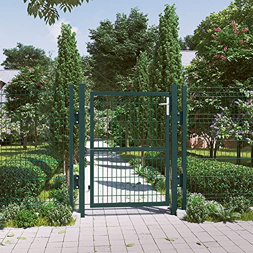 Vrtna vrata od galvaniziranog čelika s bravom i ključem, 200x106, zelene boje | SONGMICS-vitahome.hr