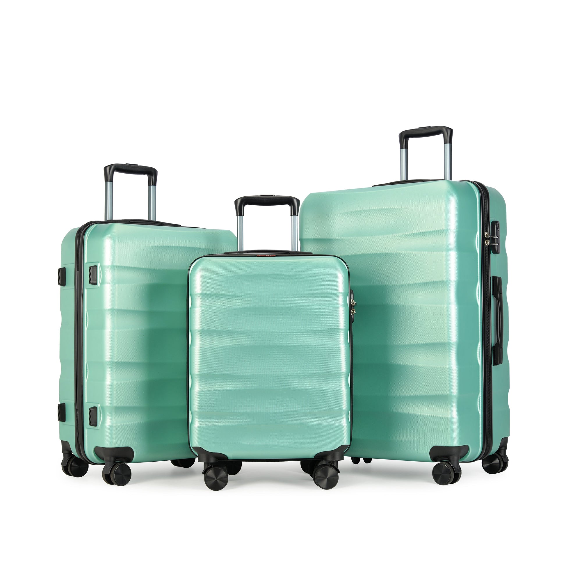 WAVE set od 3 kofera na 4 dvostruka kotača, puderasto zeleni | BONTOUR-vitahome.hr
