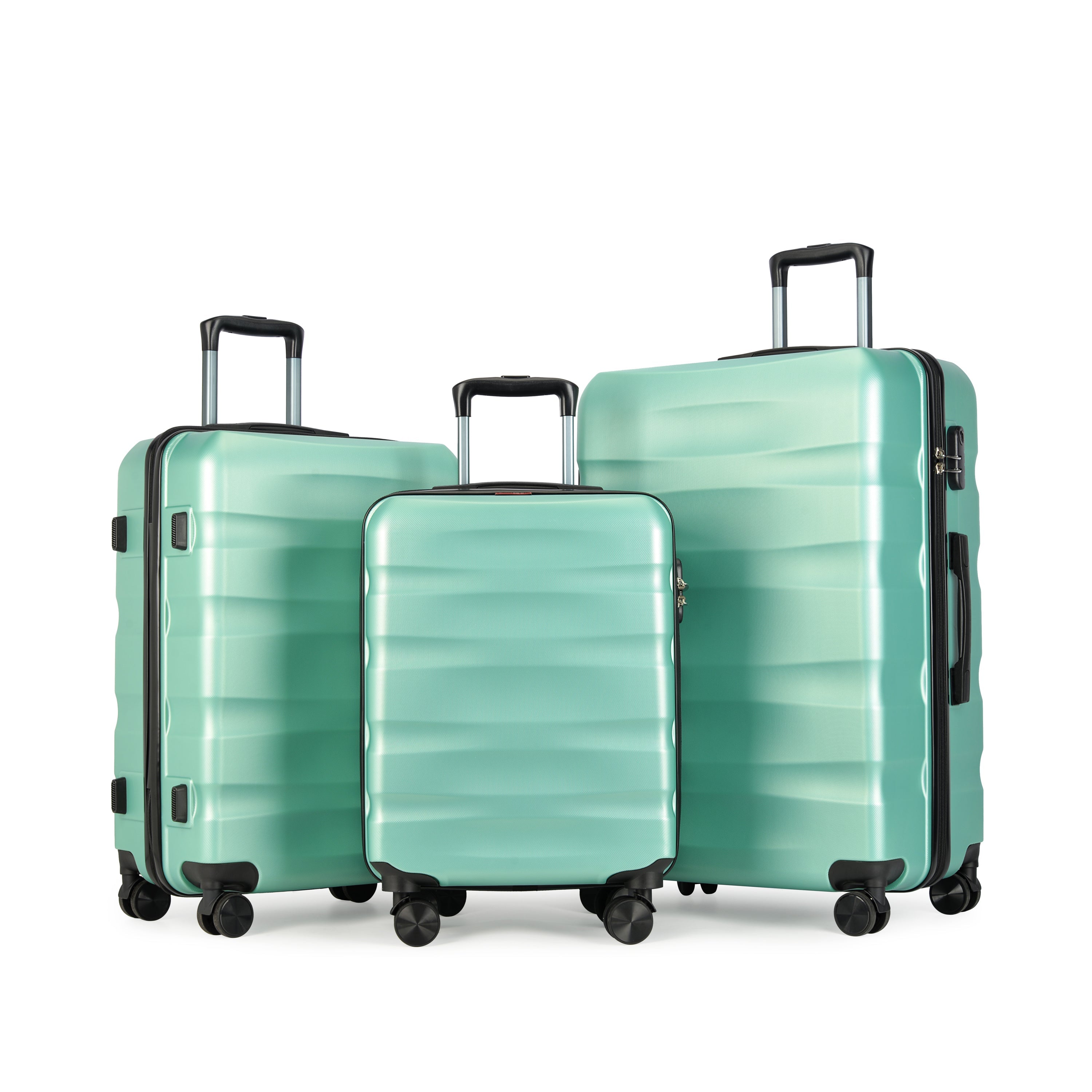WAVE set od 3 kofera na 4 dvostruka kotača, puderasto zeleni | BONTOUR-vitahome.hr