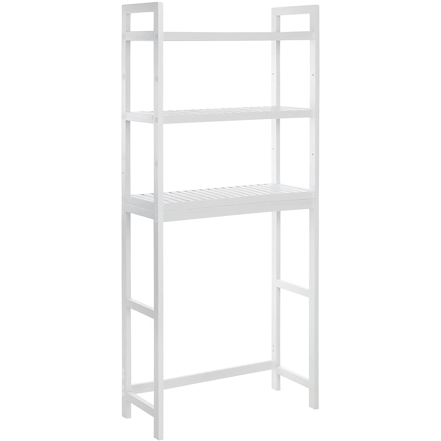 WC polica, troslojna kupaonska polica od bambusa, 63 x 163 x 26 cm, bijela-SONGMICS-Vita Home