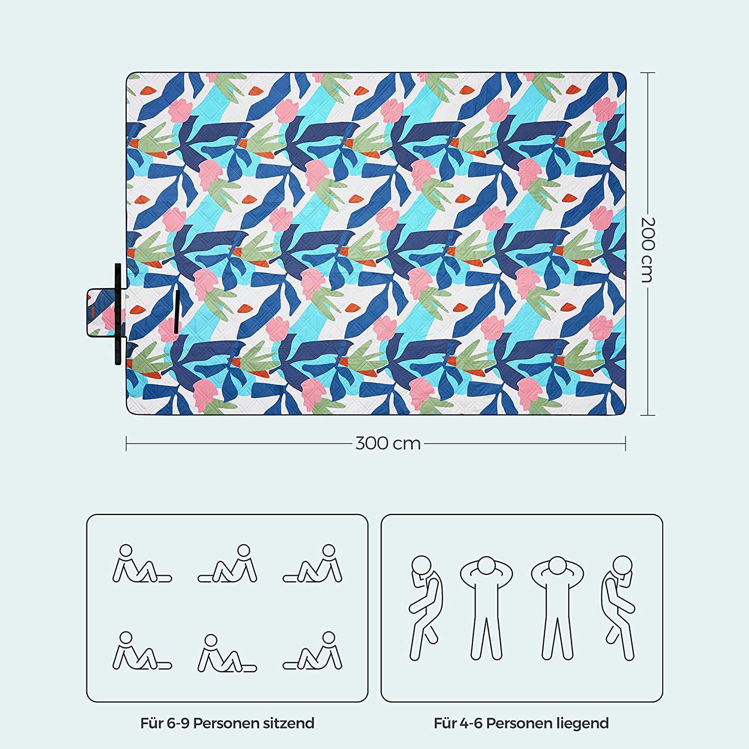 XXL šarena deka za piknik s uzorkom lišća u boji, 300 x 200 cm | SONGMICS-vitahome.hr