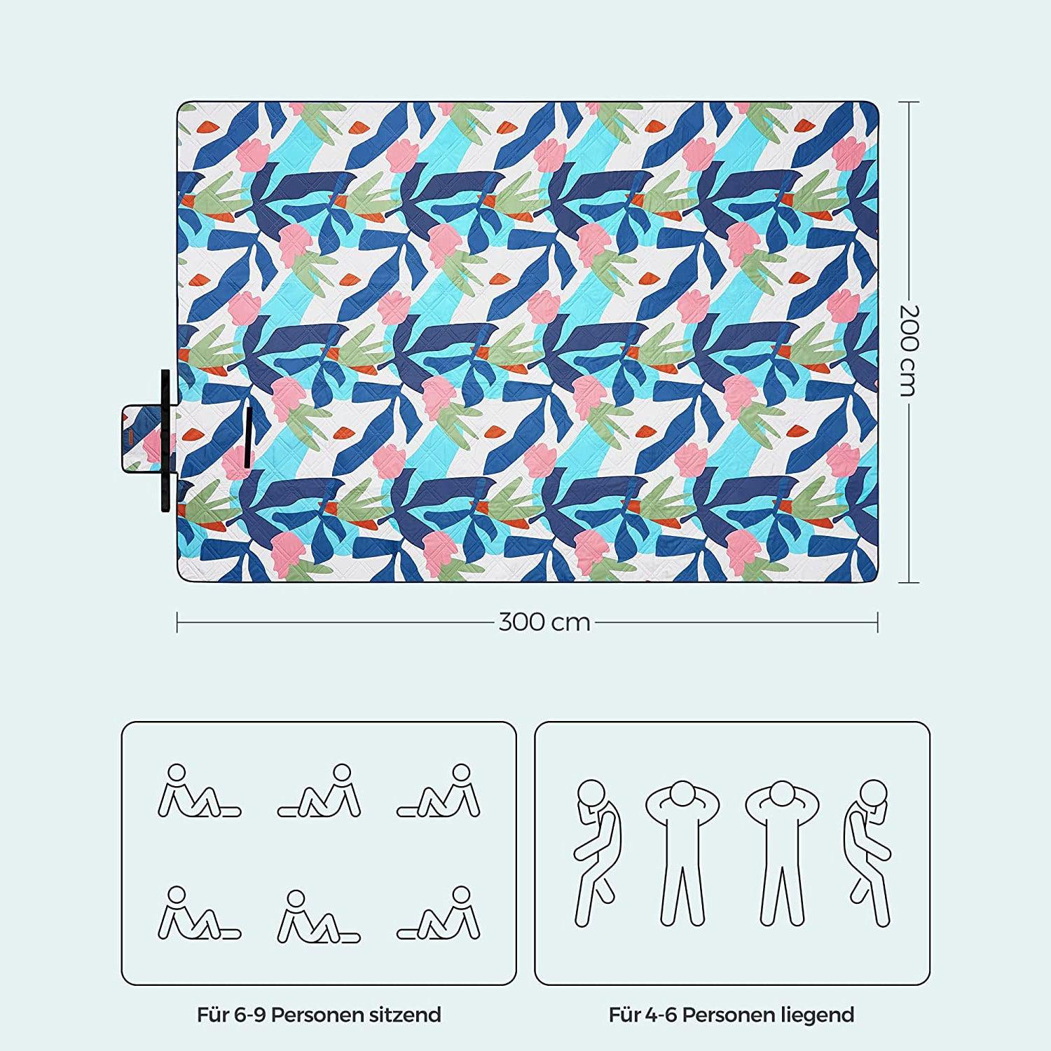 XXL šarena deka za piknik s uzorkom lišća u boji, 300 x 200 cm | SONGMICS-vitahome.hr