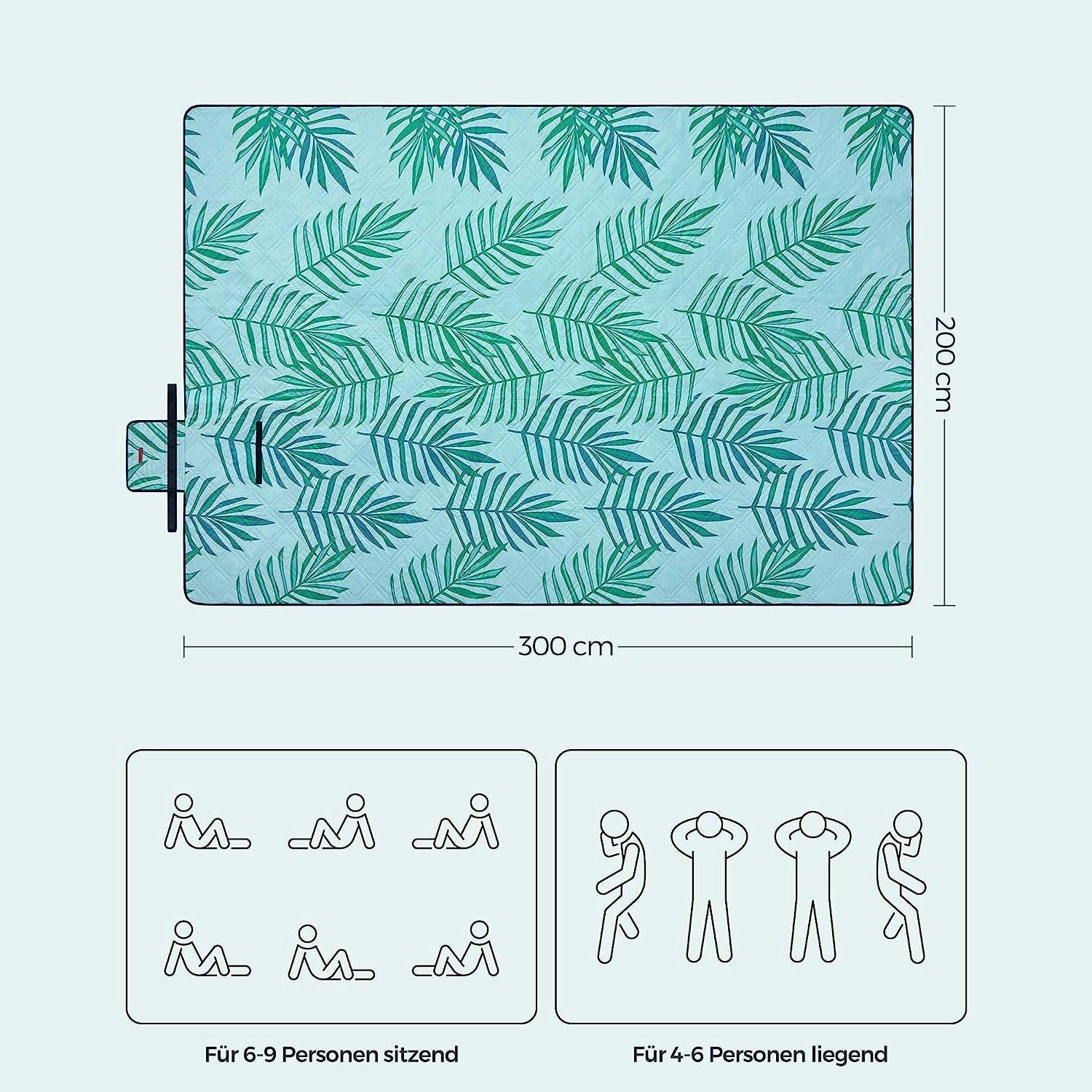 XXL vodootporna deka za kampiranje s tropskim uzorkom, 300 x 200 cm | SONGMICS-vitahome.hr