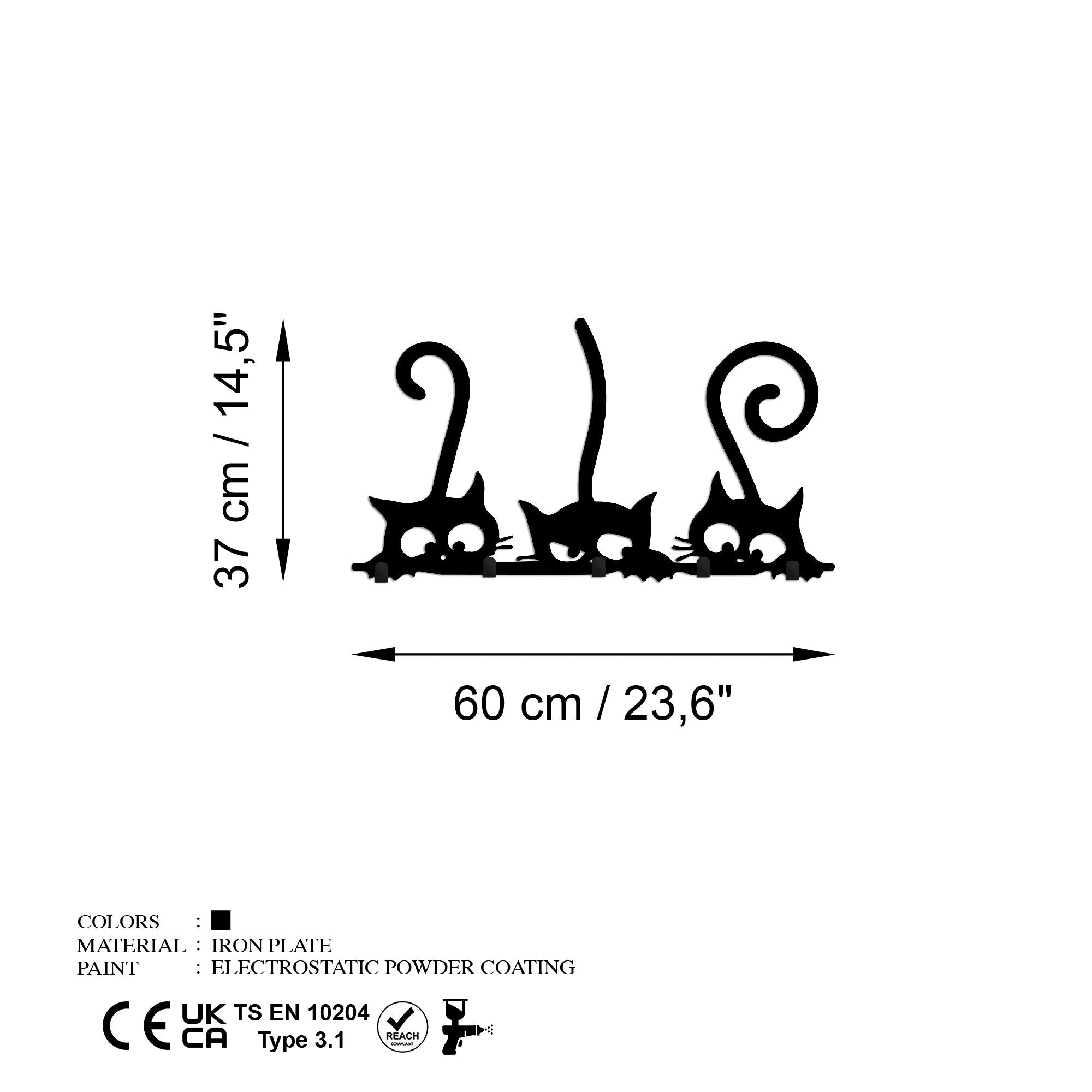 Zidna dekoracija - Fém fali akasztó, Hidden Cats | AG-vitahome.hr