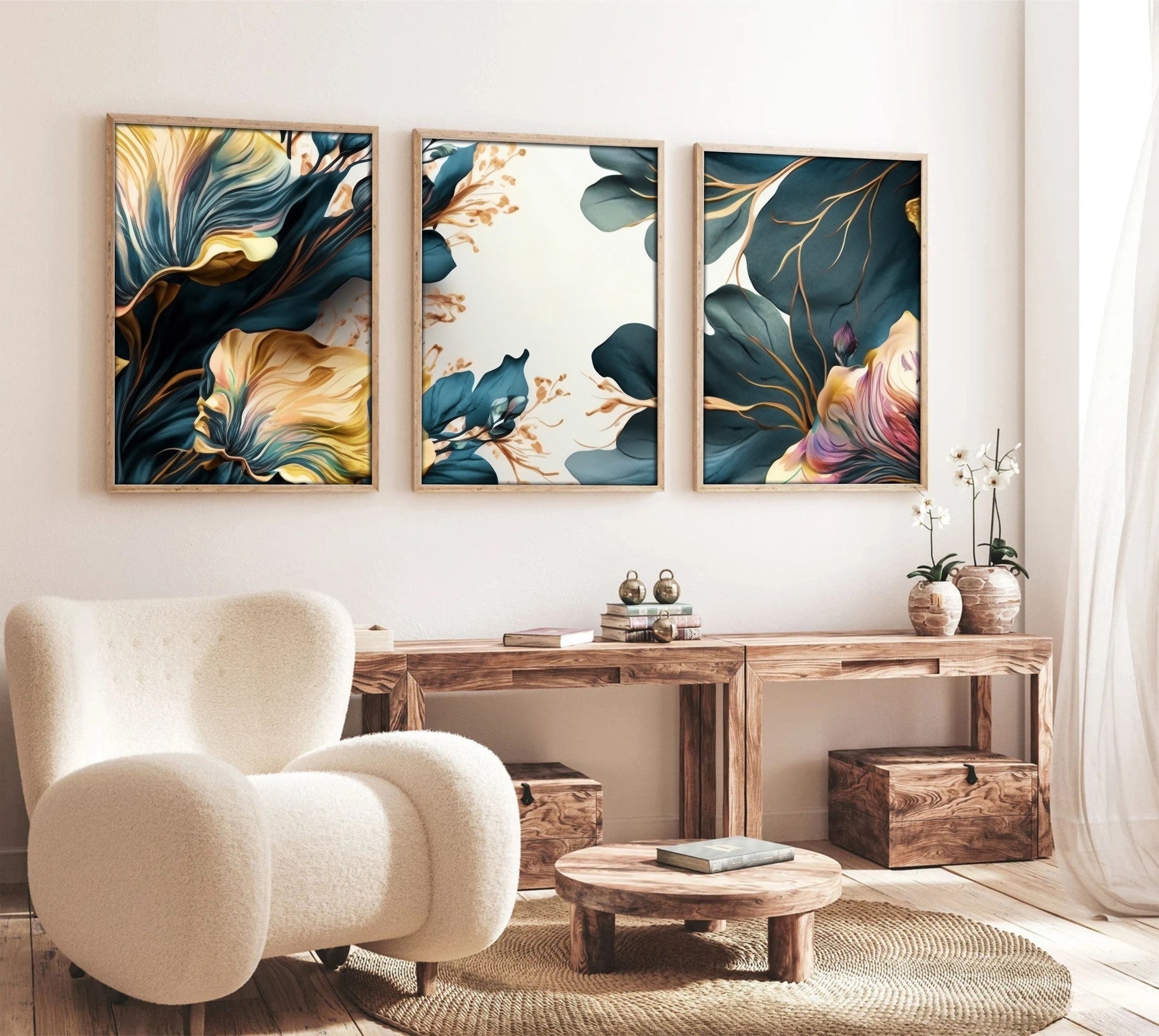Zidna dekoracija uokvirena slika od MDF-a (3 darab) 693BSE1550 | AG-vitahome.hr