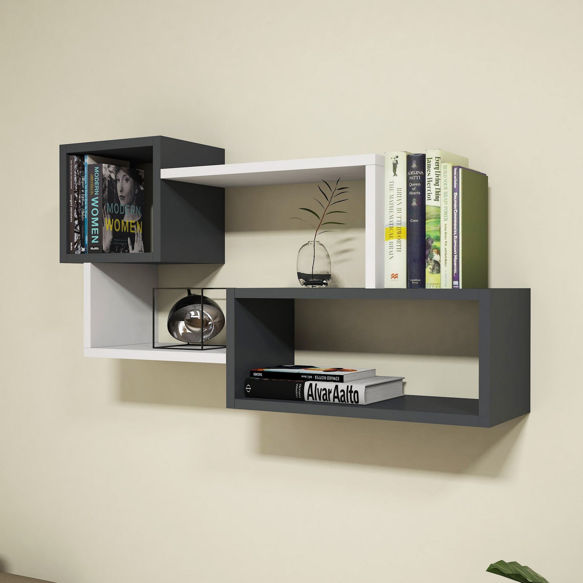 Zidna polica Afro - White, Anhtracite | AG-vitahome.hr