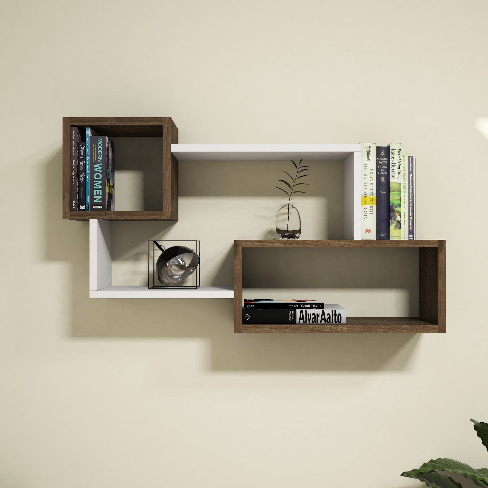 Zidna polica Afro - White, Walnut | AG-vitahome.hr
