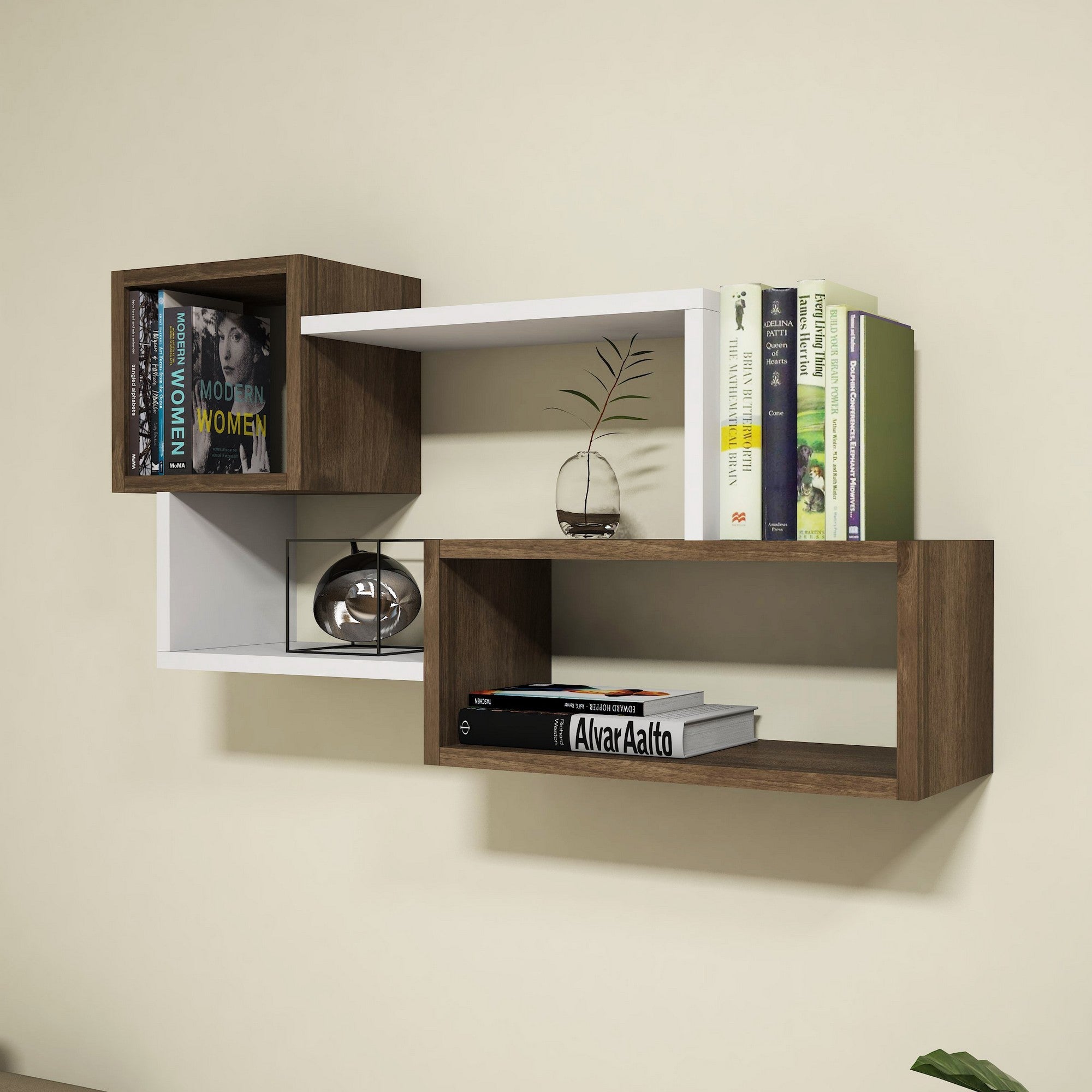 Zidna polica Afro - White, Walnut | AG-vitahome.hr