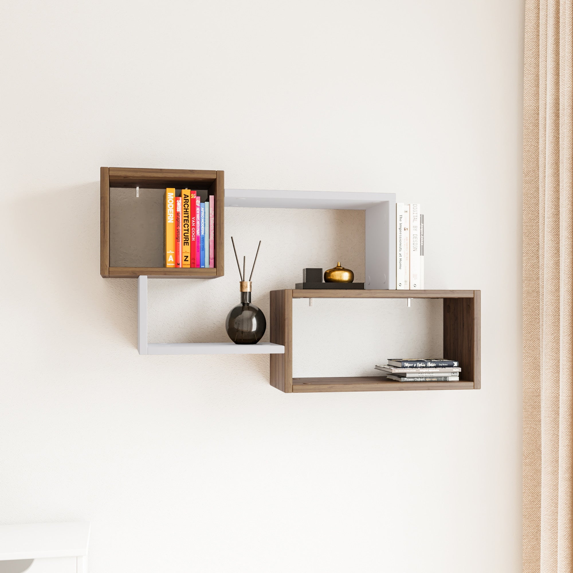 Zidna polica Ayder - Walnut, White | AG-vitahome.hr