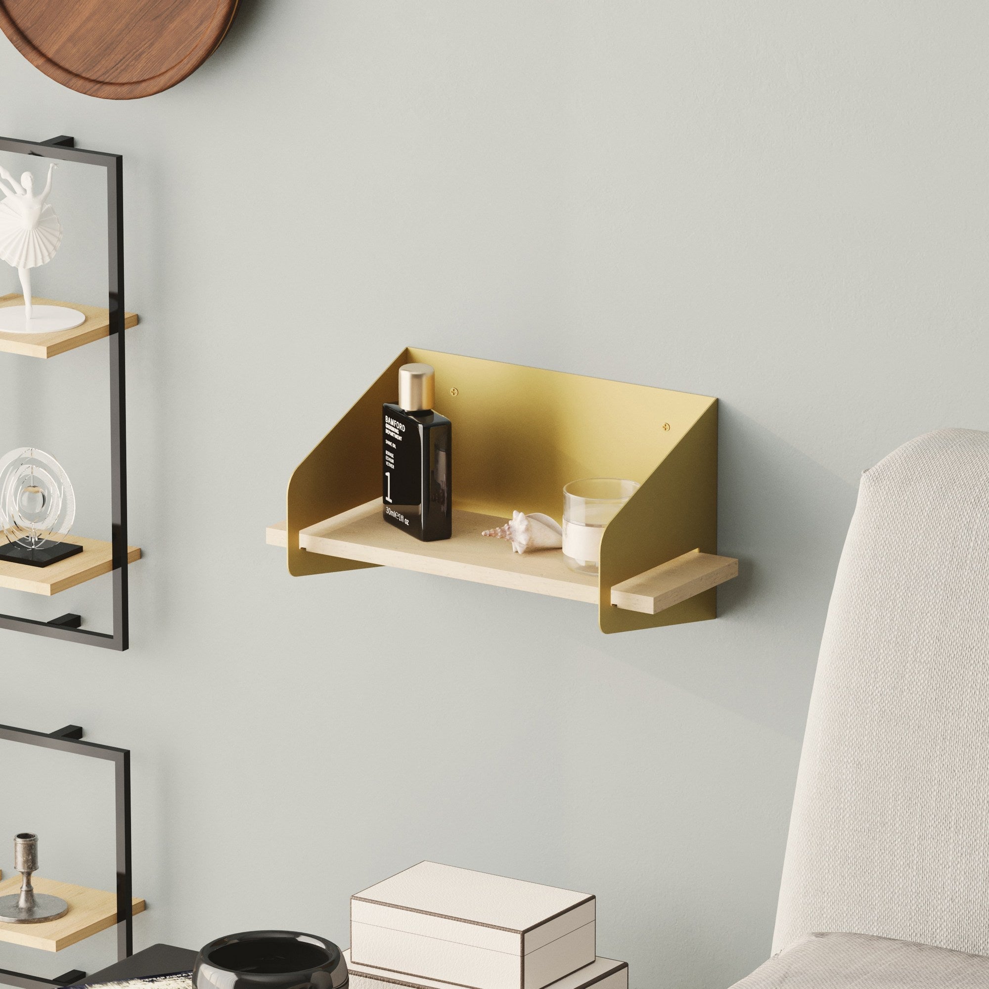 Zidna polica Medıum Arm - Gold | AG-vitahome.hr