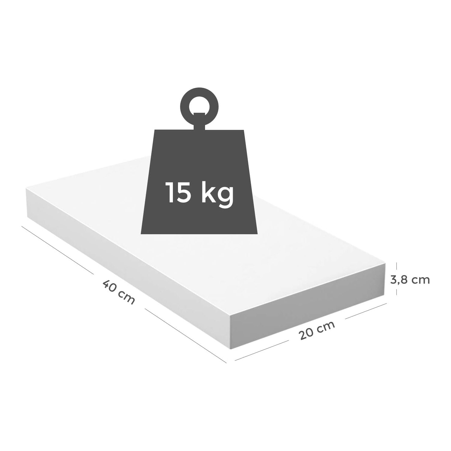 Zidna polica, plutajuća polica za fotografije 40x20x3,8 cm, bijele boje | VASAGLE-vitahome.hr