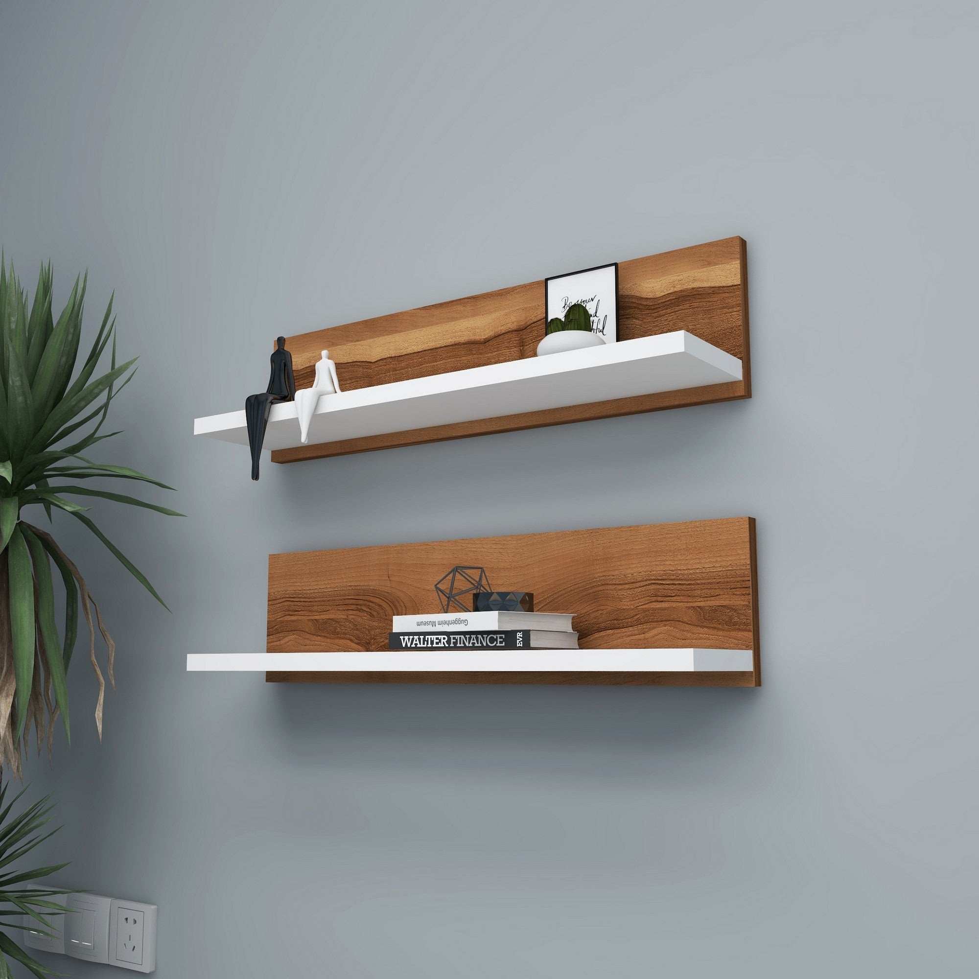 Zidna polica Shelf - Walnut, White | AG-vitahome.hr