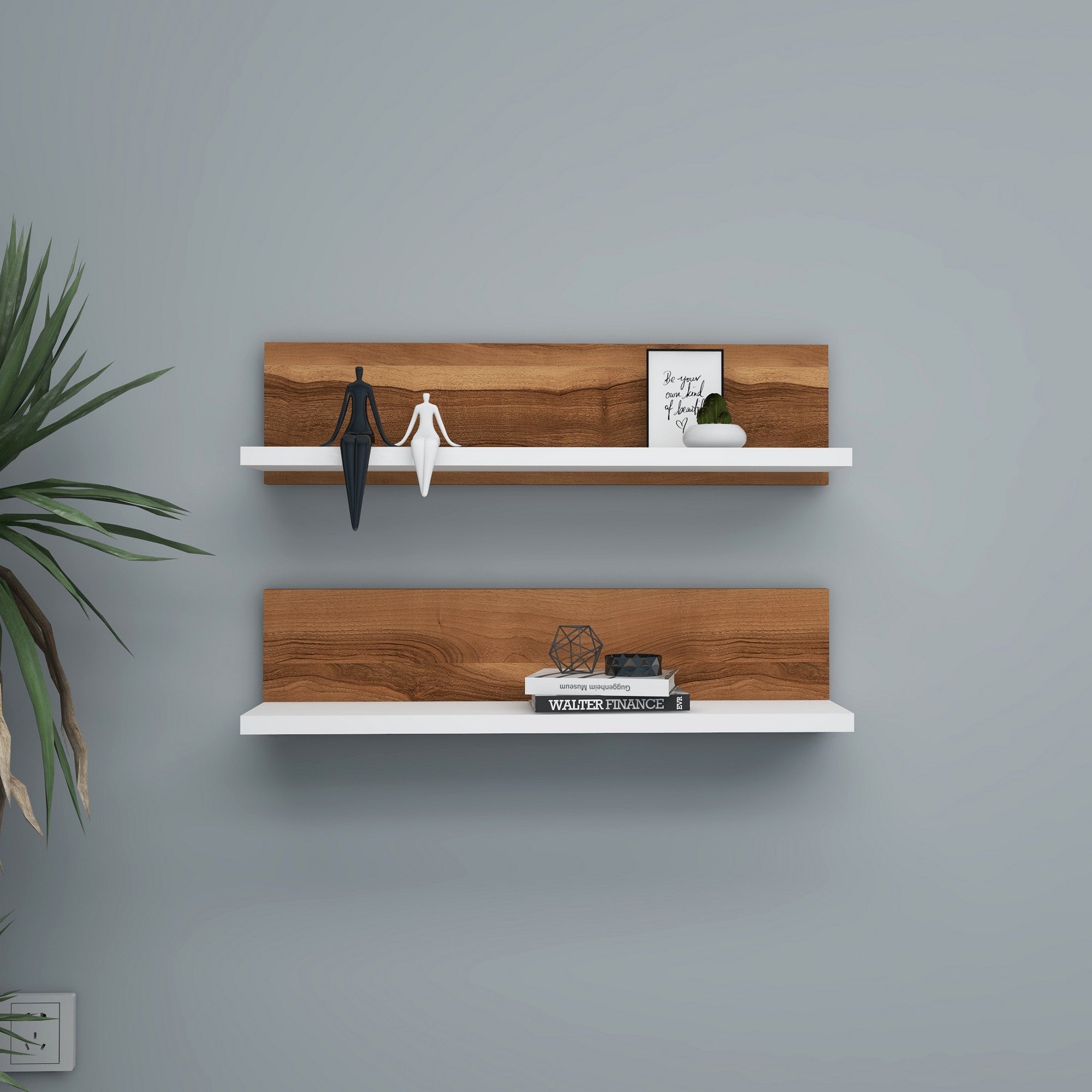 Zidna polica Shelf - Walnut, White | AG-vitahome.hr
