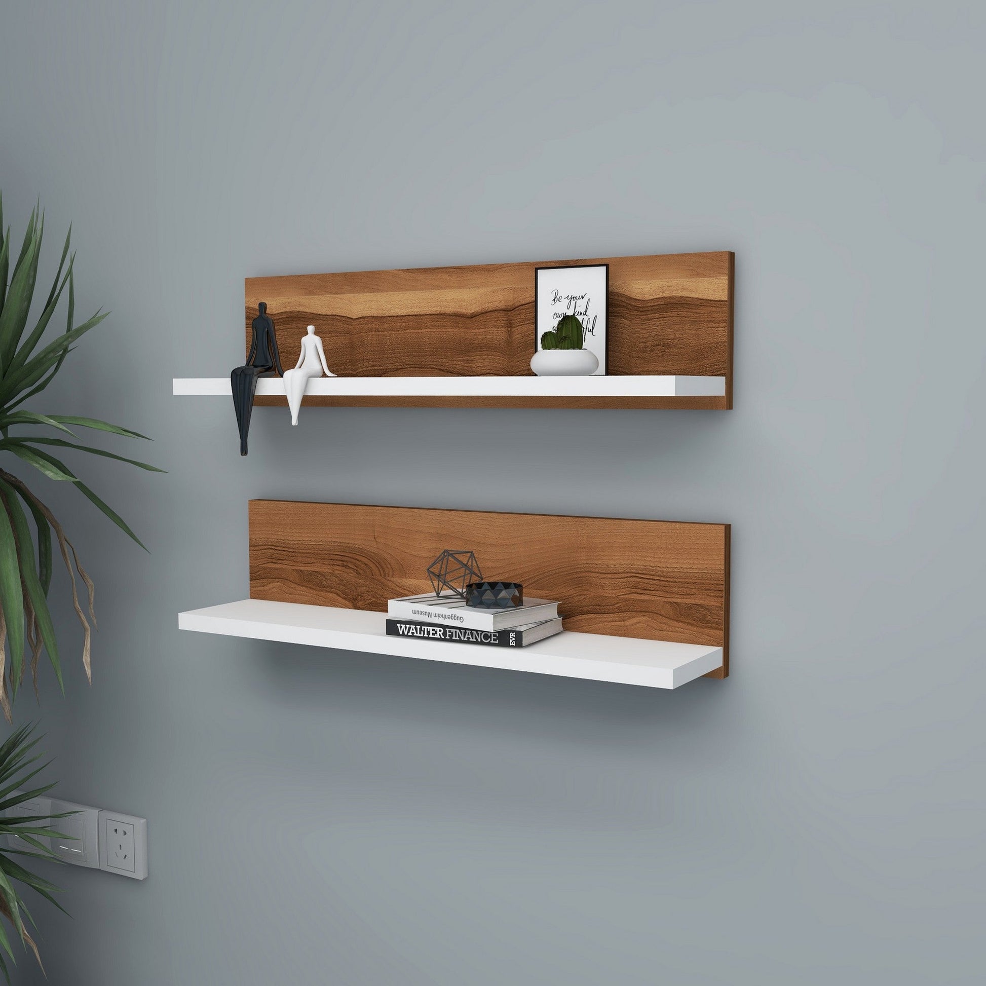 Zidna polica Shelf - Walnut, White | AG-vitahome.hr
