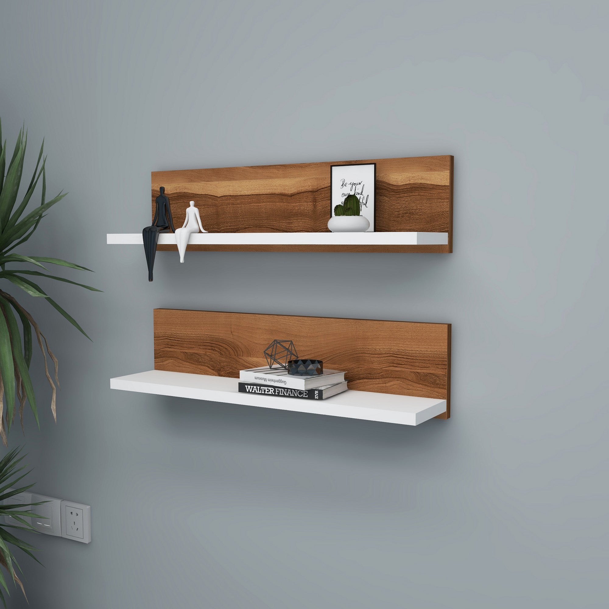 Zidna polica Shelf - Walnut, White | AG-vitahome.hr