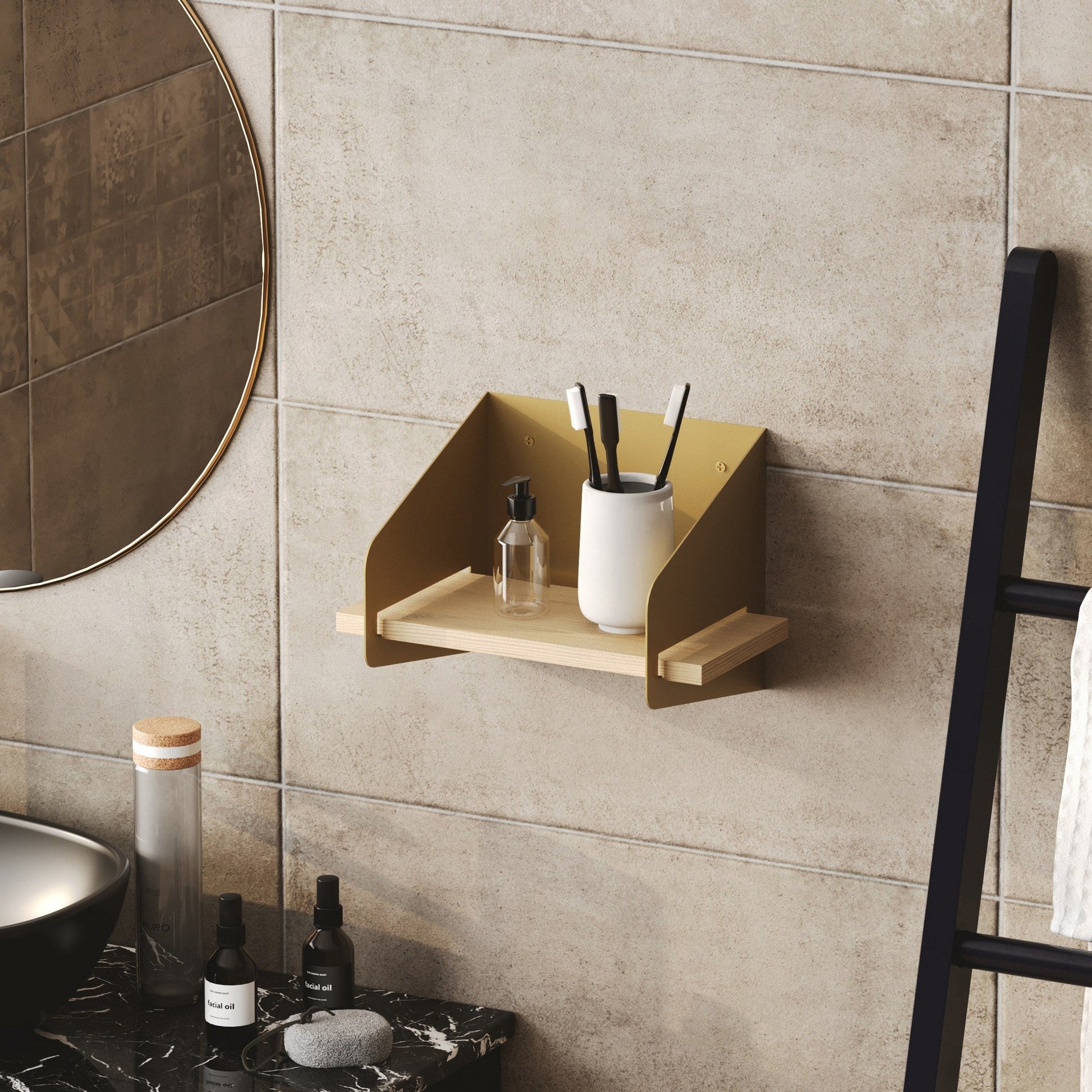 Zidna polica Short Arm - Gold | AG-vitahome.hr