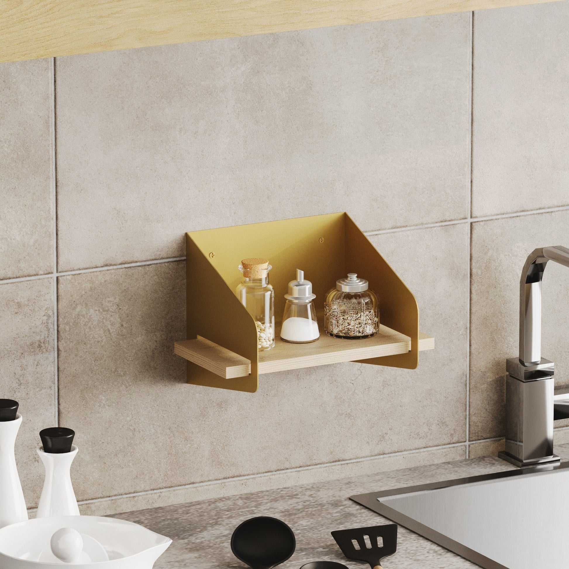 Zidna polica Short Arm - Gold | AG-vitahome.hr