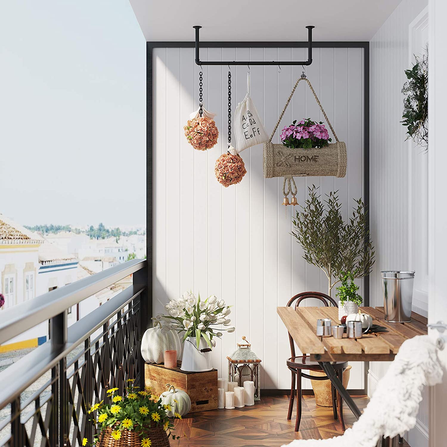Zidna šipka za odjeću, nosivosti do 50kg, od čelika, crne boje | SONGMICS-vitahome.hr