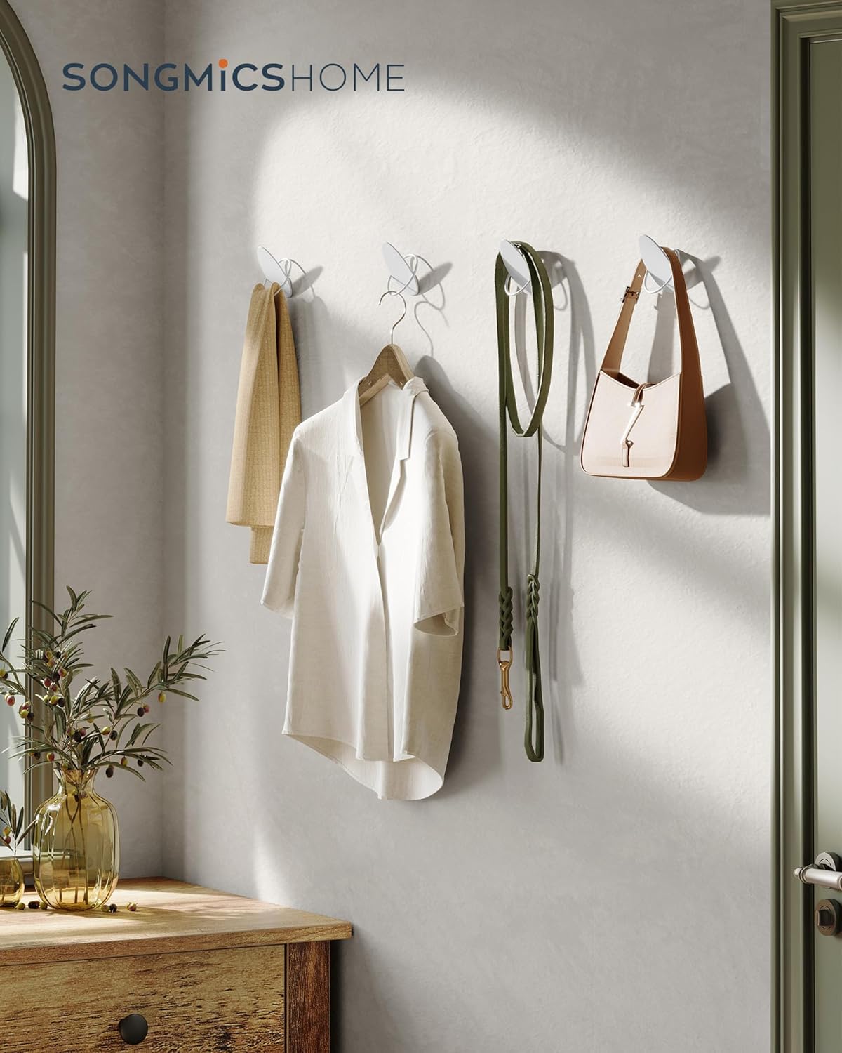 Zidna vješalica 4 kom, zidna montaža, bijela