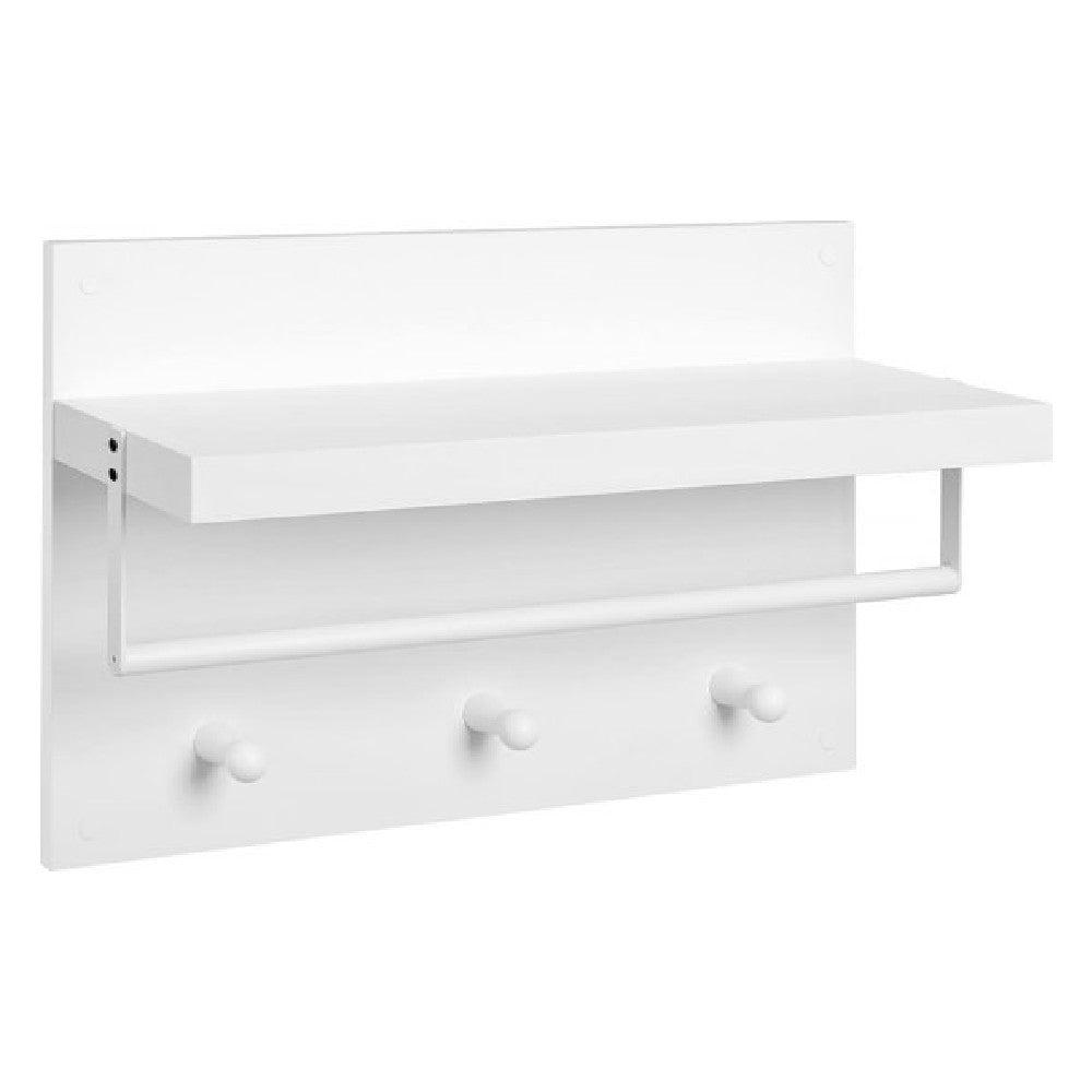 Zidna vješalica za kapute s 3 kukice i policom, 60 x 21,5 x 40 cm, bijela | VASAGLE-vitahome.hr