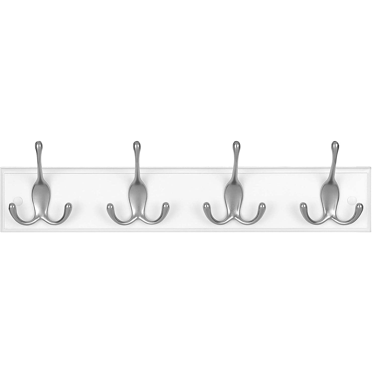 Zidna vješalica za kapute s 4 trostruke kuke, 40 x 11 x 7 cm, bijela i srebrna | SONGMICS-vitahome.hr